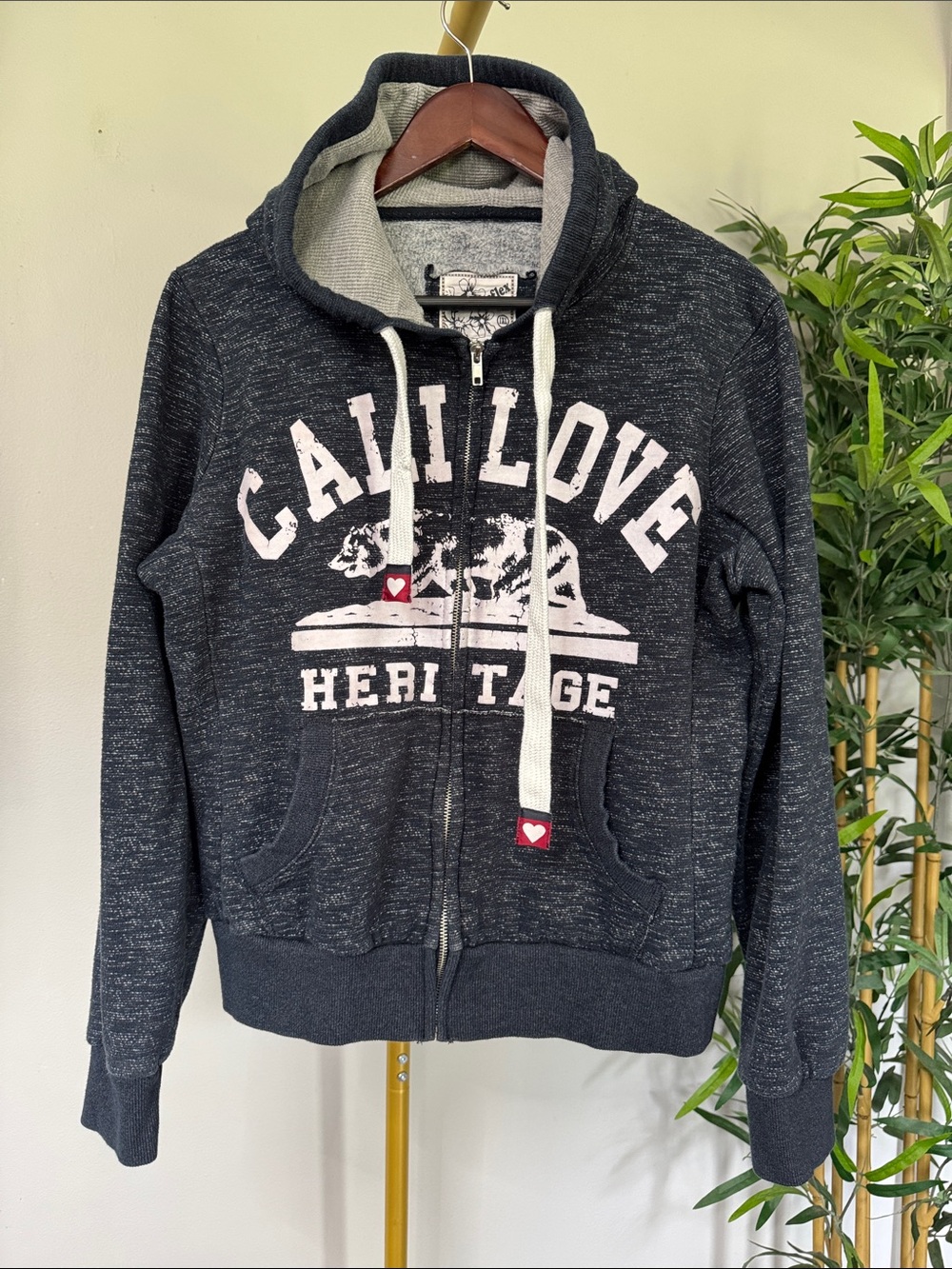 Reflex Dark Gray 'Cali Love' Zip up graphic Hoodie Jacket